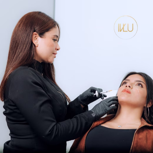 Aplicación de tratamiento para ojeras en IVLU